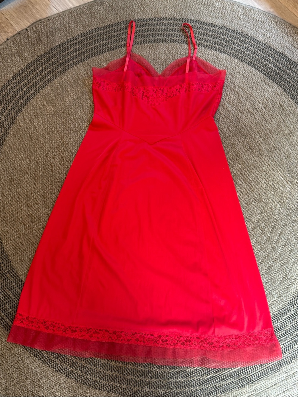 Vtg Van Raalte Red Opaquelon Nylon Full Slip 7908A Lace Size 40 PinUp 1950s - Picture 14 of 16